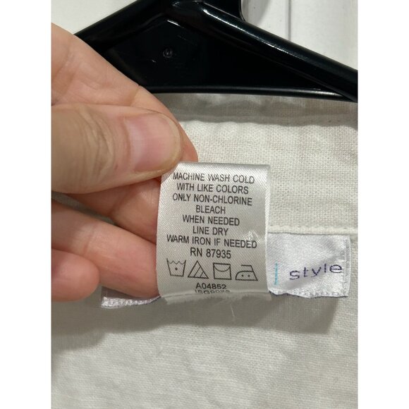 Susan Graver Embroidered Button Up Shirt Sz Large Laser Cutout Linen Bohemian - Picture 6 of 9